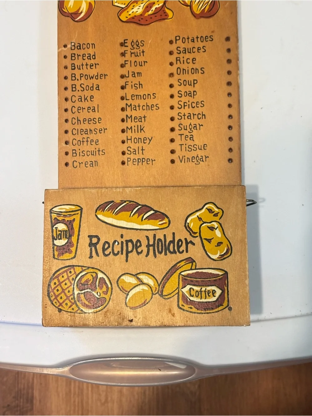 Vintage wooden Recipe & Shopping Reminder Wall Plaque - 5 X 12 inches